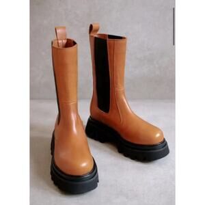 NEW Alohas All Rounder Boots •Women 39/ 8.5• Tan Mid Calf Lug Sole Spain Cognac